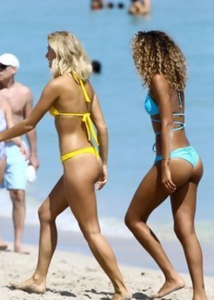 Famous Selena Weber On The Beach with her GF