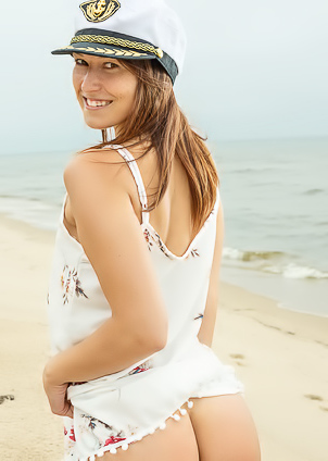 Latvian Sweetie Mina Expose Her Shaved Pussy