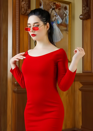 Erotic Brunette Ofra Gauset Strips Her Red Dress