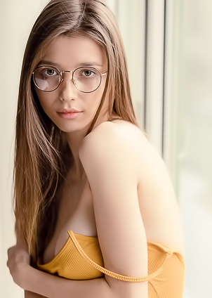 Mila Azul Hanging Out At Home In Glasses And Showing Her Big Breasts
