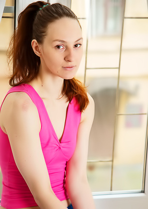 Maryl Shy Teen Brunette Smiles When Stripping Naked