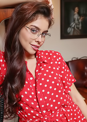 Foxy Alissa Takes Off Her Glasses And Shimmies Out Of Her Scarlet Panties