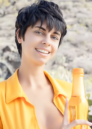 Kensi Dressed In A Bold Orange Crop Top That Hugs Her Perfect Breasts And A Matching Mini Skirt