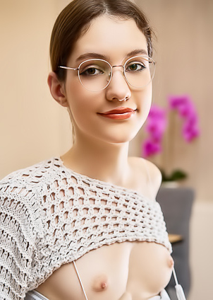 Hareniks Wearing Nothing But Her Glasses And A Naughty Smile