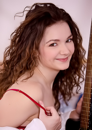 Purr Simona Adorably Sexy In Scarlet Lingerie That Hugs Her Soft Curves